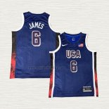Maglia LeBron James NO 6 USA 2025 Blu