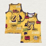 Maglia Kobe Bryant NO 24 Los Angeles Lakers Mitchell & Ness Slap Sticker 1996-97 Giallo