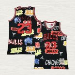 Maglia Michael Jordan NO 23 Chicago Bulls Mitchell & Ness Slap Sticker 1997-98 Nero